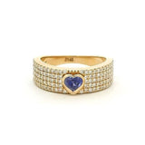 Rings 14K & 18K Gold Heart Blue Sapphire and Pave Diamond Ring