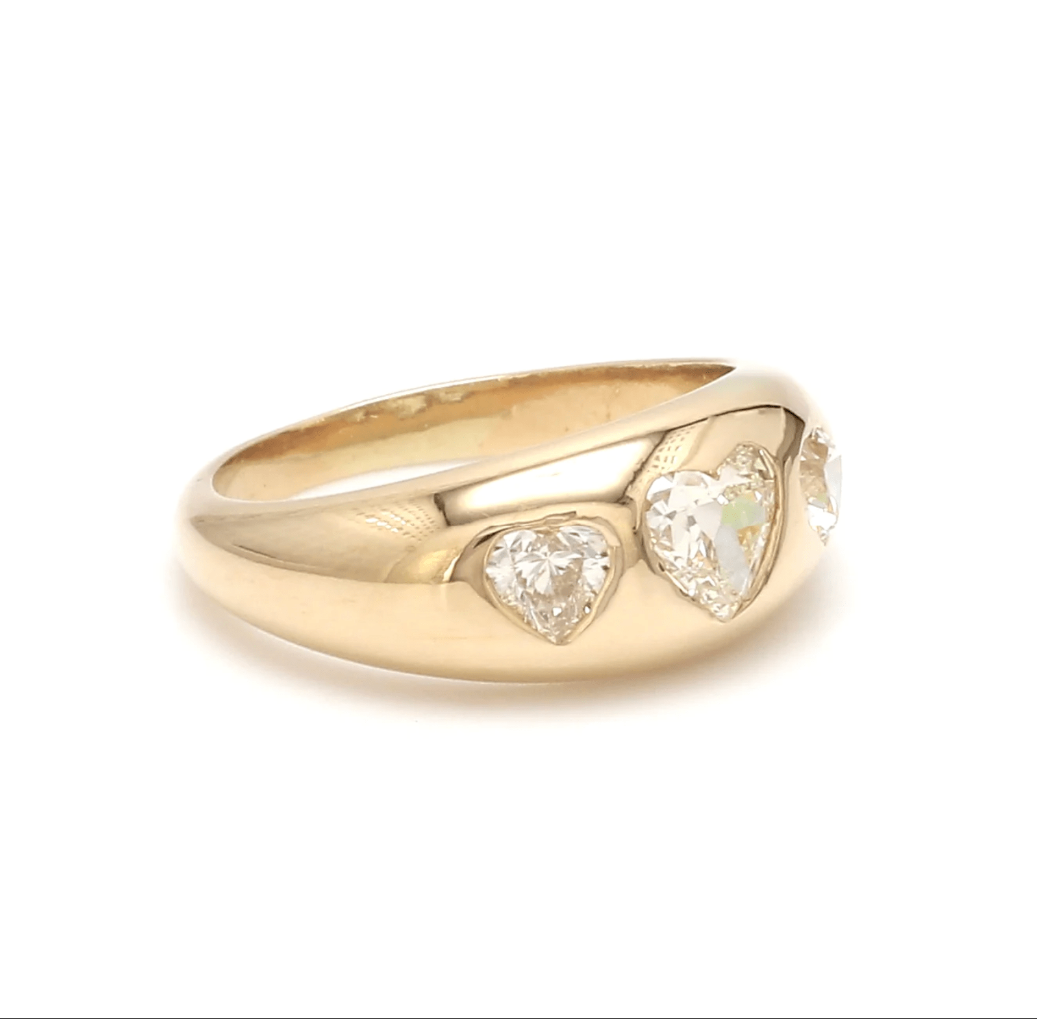 Rings 14K & 18K Gold Heart Diamond Dome Ring