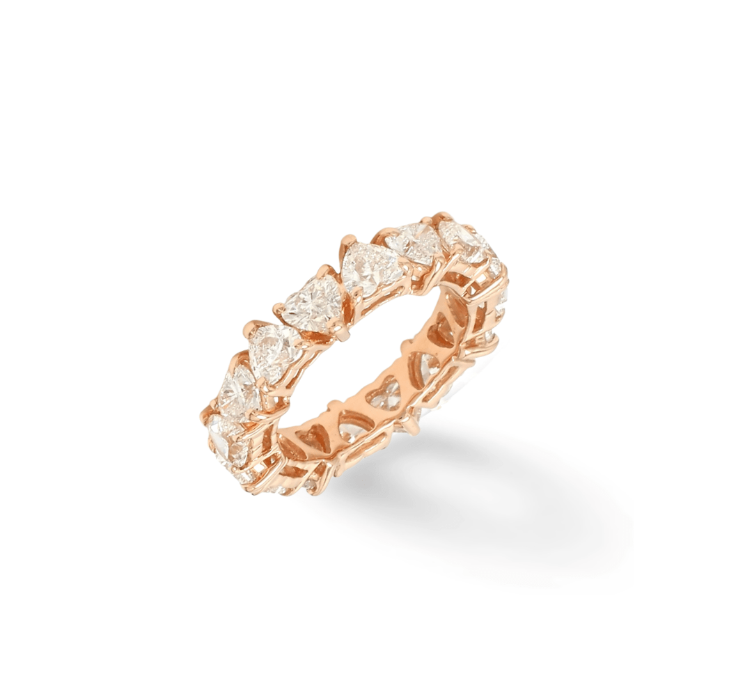 Rings 14K & 18K Gold Heart Diamond Eternity Band