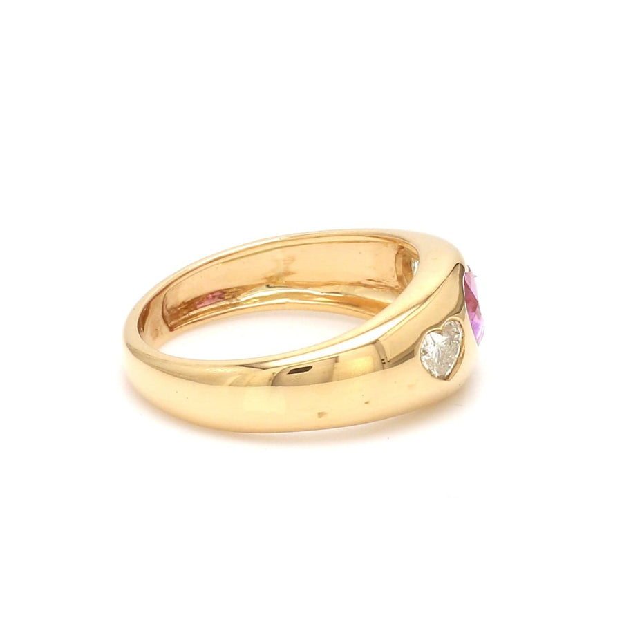 Rings 14K & 18K Gold Heart Pink Sapphire & Diamond Dome Ring