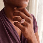 Rings 14K & 18K Gold Marquise Pink Sapphire And Diamond Ring