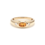 Rings 14K & 18K Gold Orange Sapphire and Diamond Baby Dome Ring