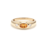 Rings 14K & 18K Gold Orange Sapphire and Diamond Baby Dome Ring