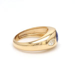 Rings 14K & 18K Gold Oval Blue Sapphire & Diamond Dome Ring