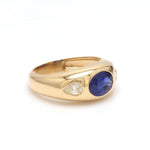 Rings 14K & 18K Gold Oval Blue Sapphire & Diamond Dome Ring