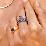 Rings 14K & 18K Gold Oval Blue Sapphire & Diamond Dome Ring