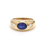 Rings 14K & 18K Gold Oval Blue Sapphire & Diamond Dome Ring