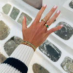 Rings 14K & 18K Gold Oval Emerald & Diamond Dome Ring