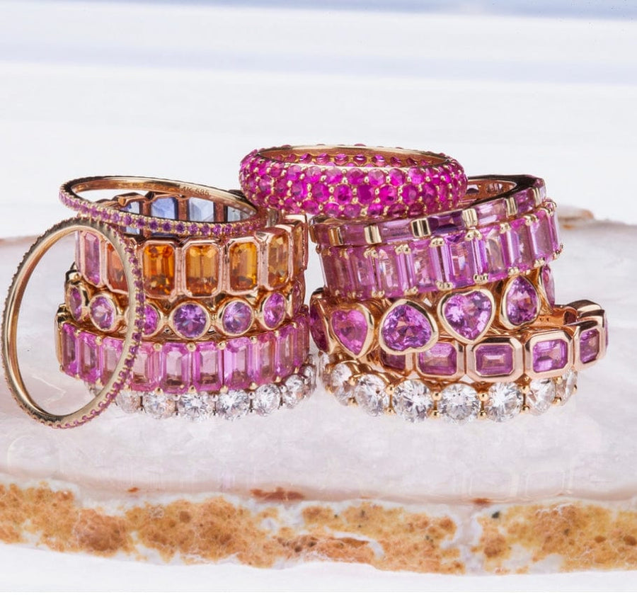 Rings 14K & 18K Gold Pink Sapphire Eternity Band