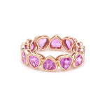 Rings 14K & 18K Gold Pink Sapphire Heart Eternity Band, Bezel Set