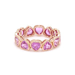 Rings 14K & 18K Gold Pink Sapphire Heart Eternity Band, Bezel Set