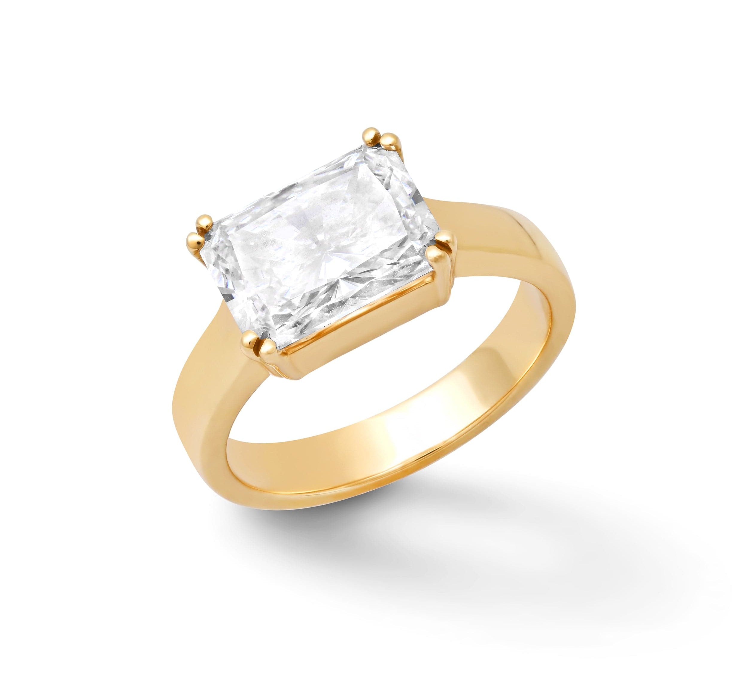 Rings 14K & 18K Gold Radiant Cut East West Diamond Ring
