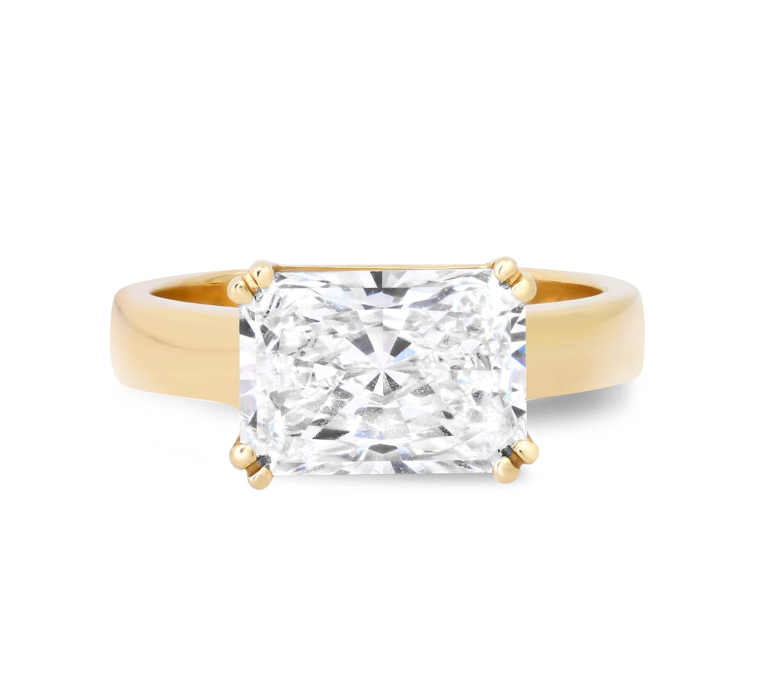 Rings 14K & 18K Gold Radiant Cut East West Diamond Ring, Lab Grown
