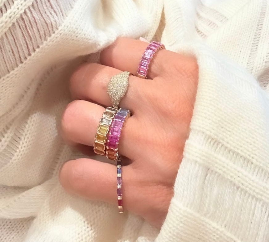 Rings 14K & 18K Gold Rainbow Eternity Ring
