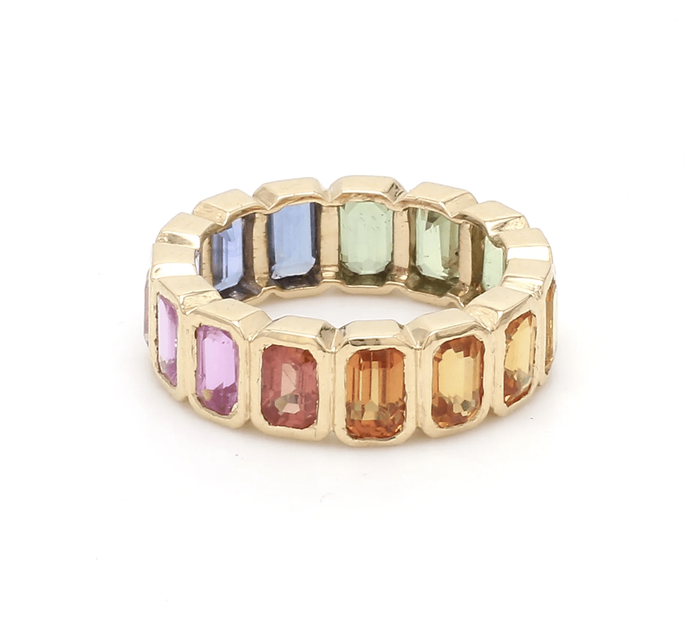 Rings 14K & 18K Gold Rainbow Eternity Ring, Bezel Set