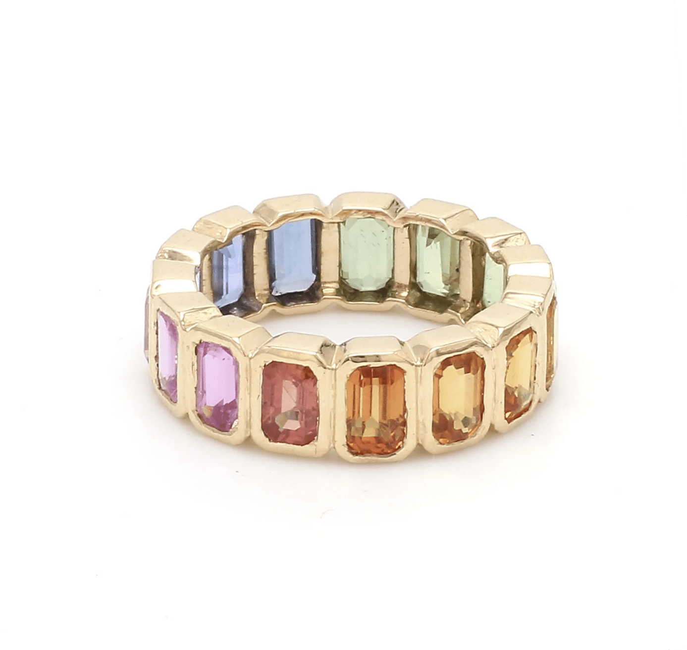 Rings 14K & 18K Gold Rainbow Eternity Ring, Bezel Set