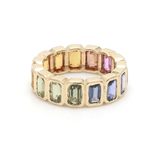 Rings 14K & 18K Gold Rainbow Eternity Ring, Bezel Set