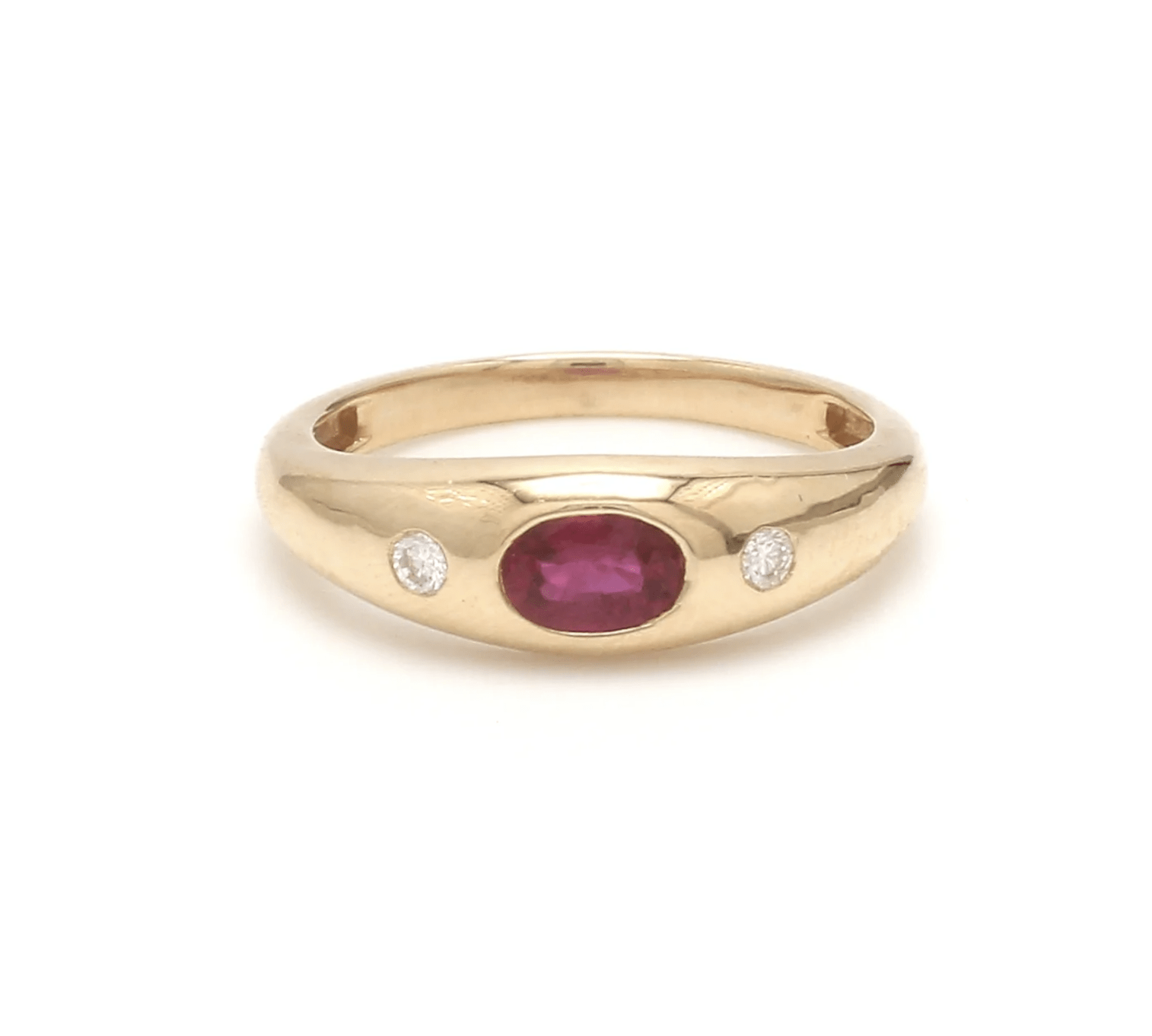 Rings 14K & 18K Gold  Ruby and Diamond Baby Dome Ring