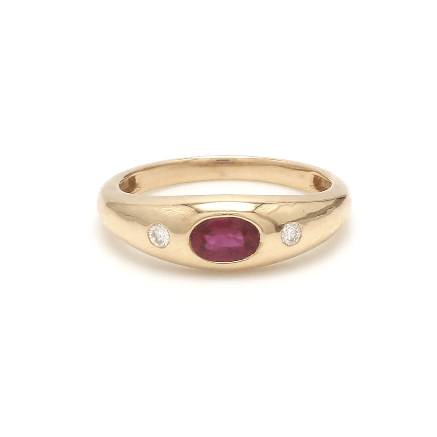 Rings 14K & 18K Gold  Ruby and Diamond Baby Dome Ring