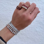 Rings 14K & 18K Gold Ruby Sapphire Round Bezel Set Eternity Band