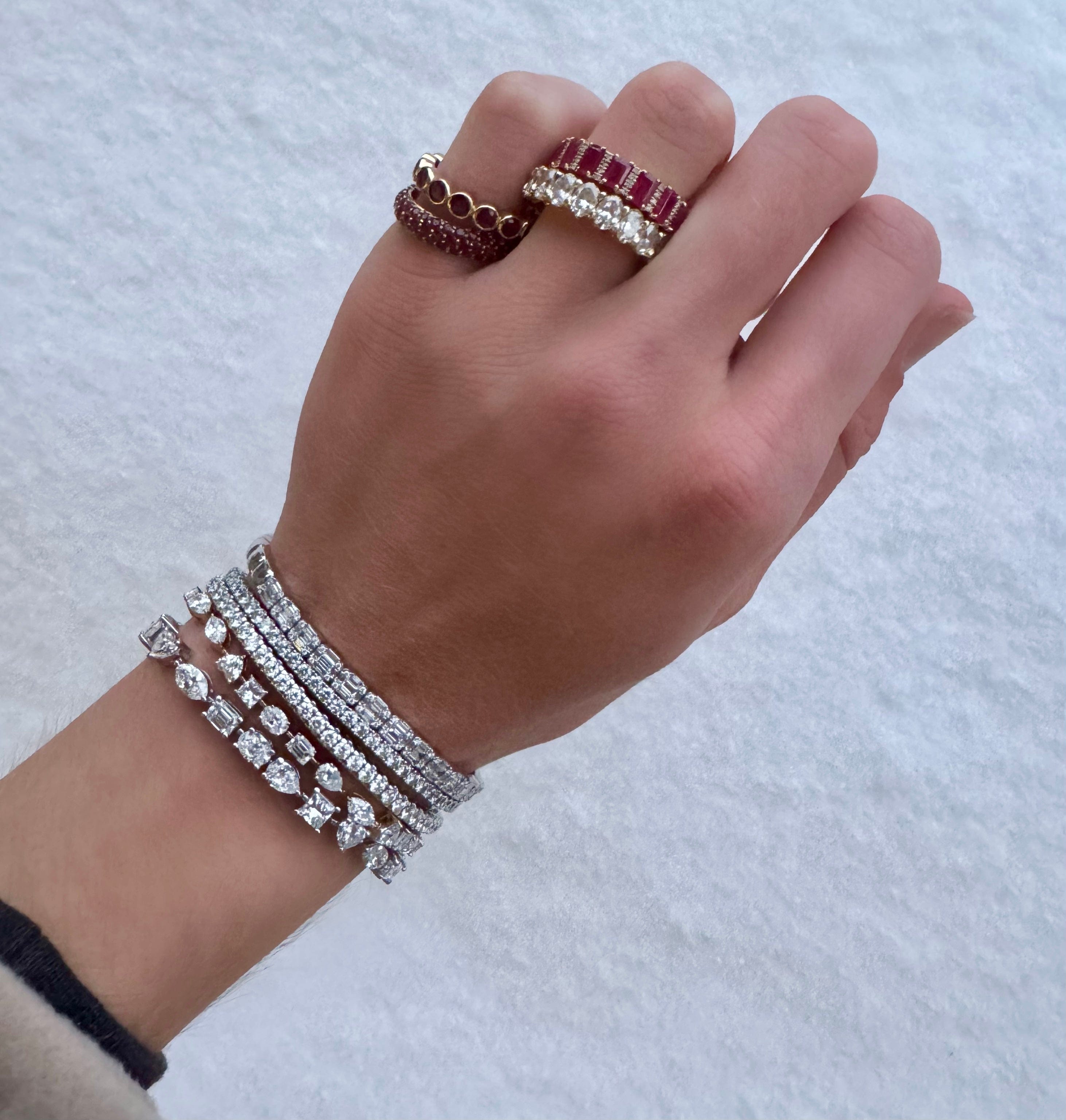 Rings 14K & 18K Gold Ruby Sapphire Round Bezel Set Eternity Band