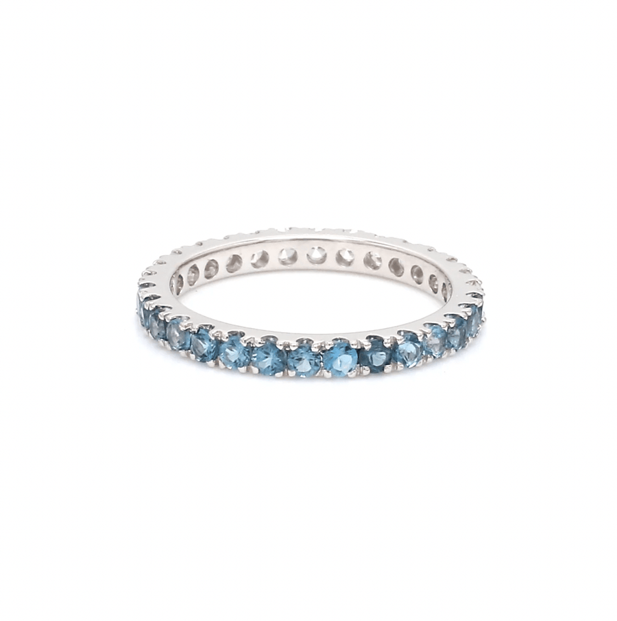Rings 14K & 18K Ombre Blue Topaz & Diamond Eternity Ring