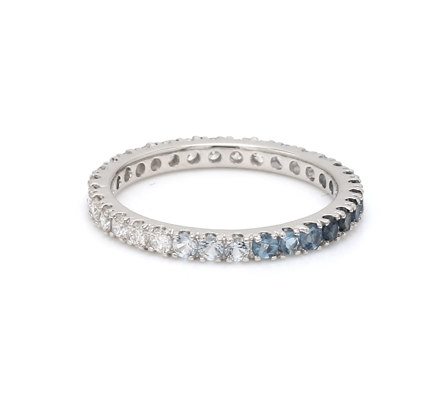 Rings 14K & 18K Ombre Blue Topaz & Diamond Eternity Ring