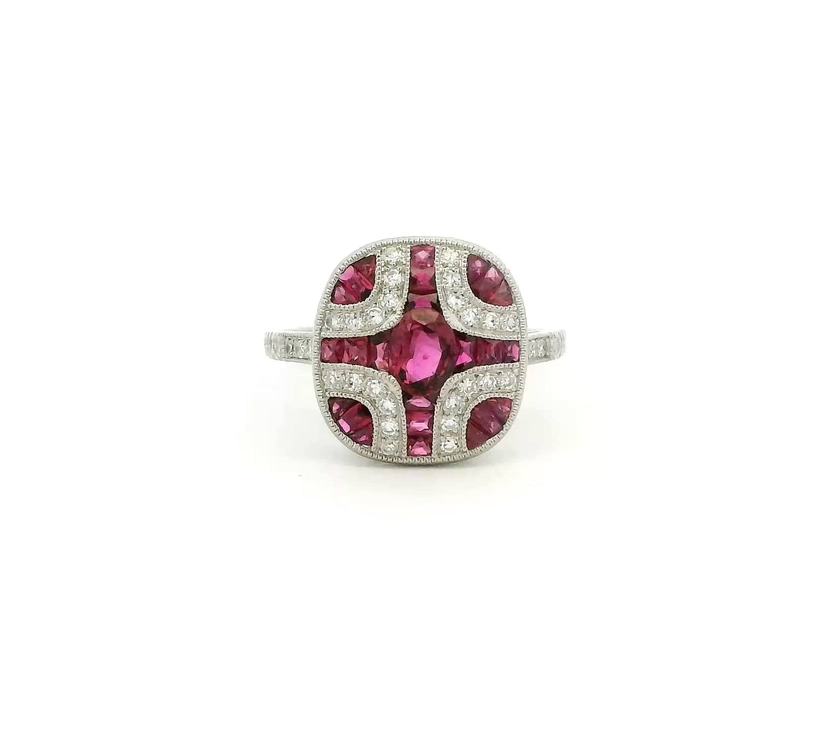 Rings 14K & 18K Ruby & Diamond Antique Ring