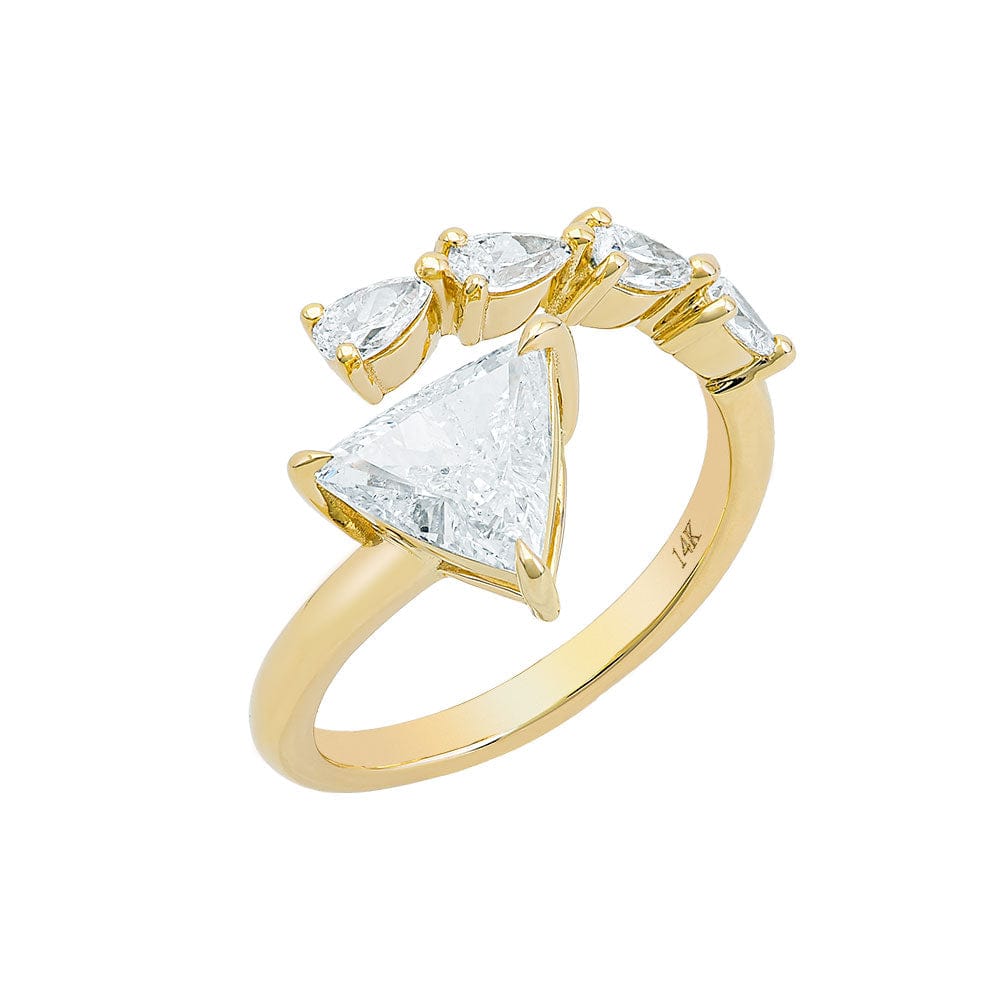 Rings 14K & 18K Trillion and Round Diamond Wrap Around Ring