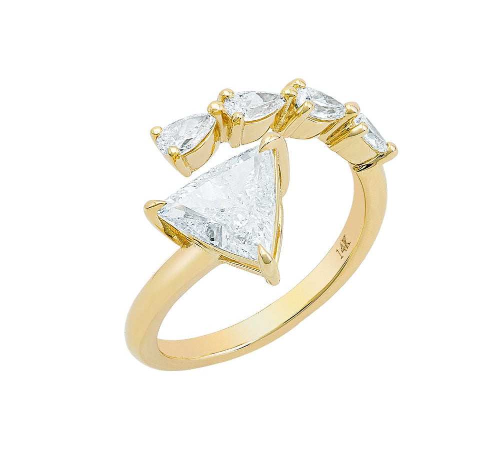 Rings 14K & 18K Trillion and Round Diamond Wrap Around Ring