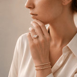 Rings 14K and 18K Gold Bezel Oval Diamond Wave Ring, Lab Grown
