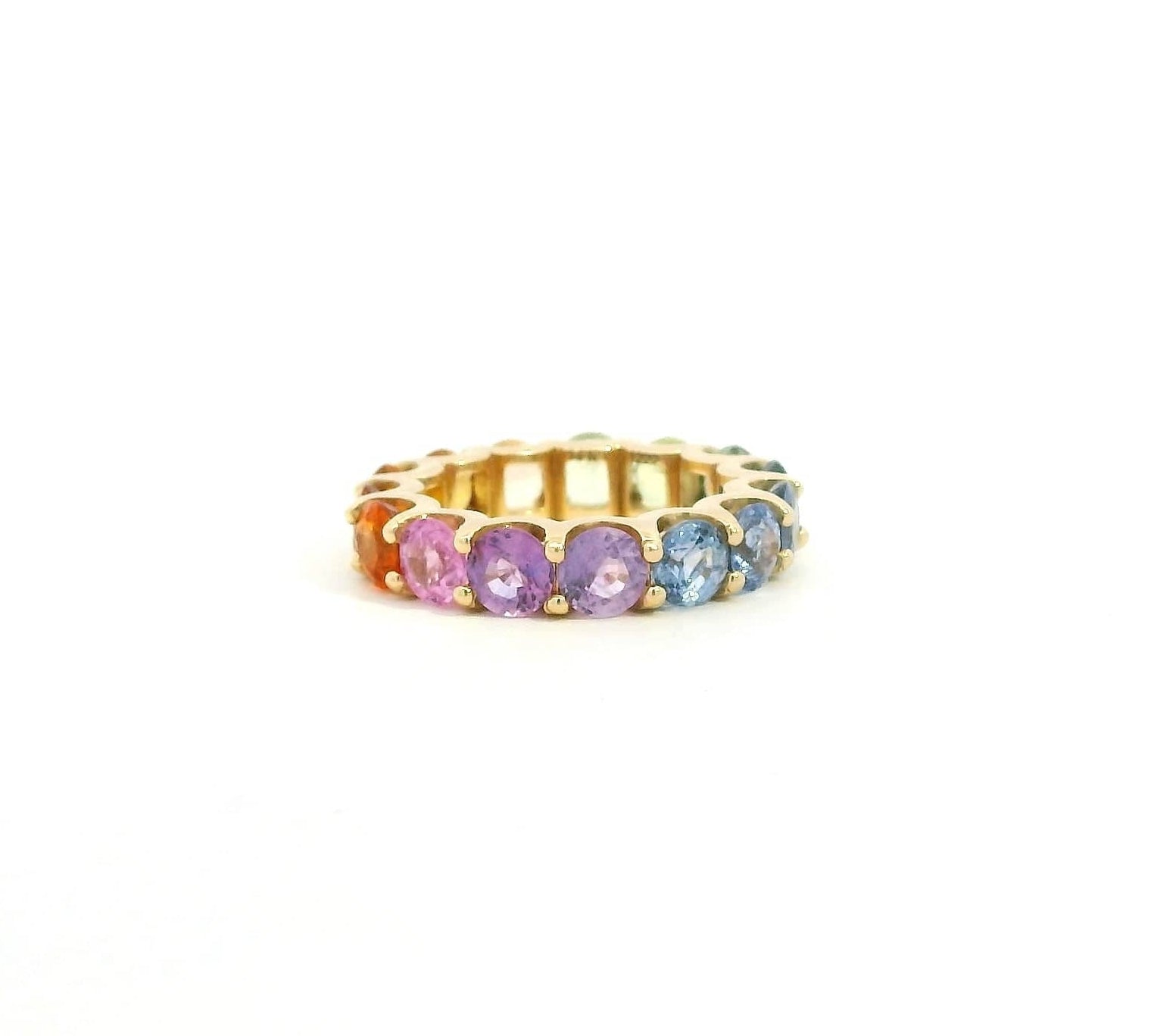 Rings 14K And 18K Gold Round Rainbow Eternity Ring