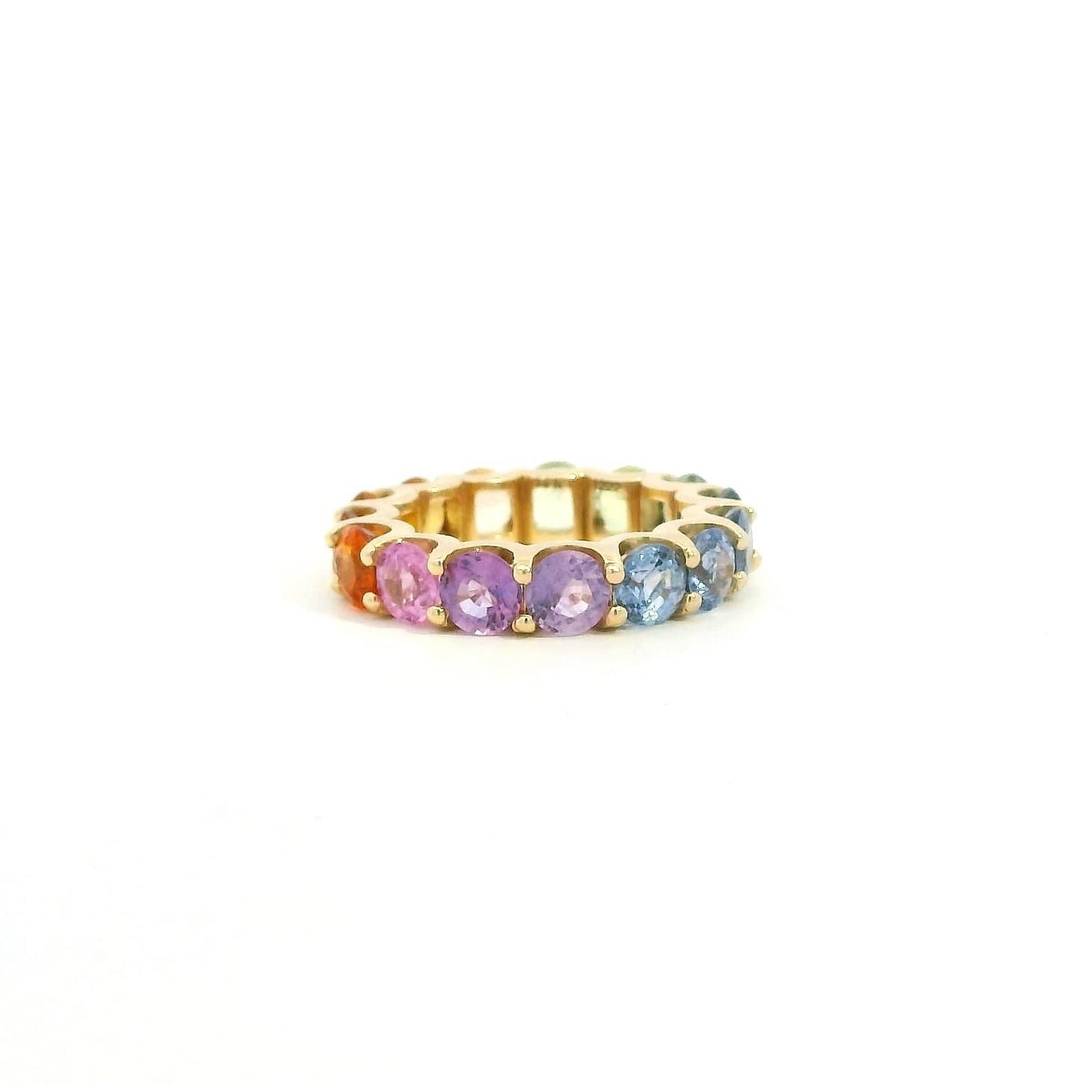 Rings 14K And 18K Gold Round Rainbow Eternity Ring