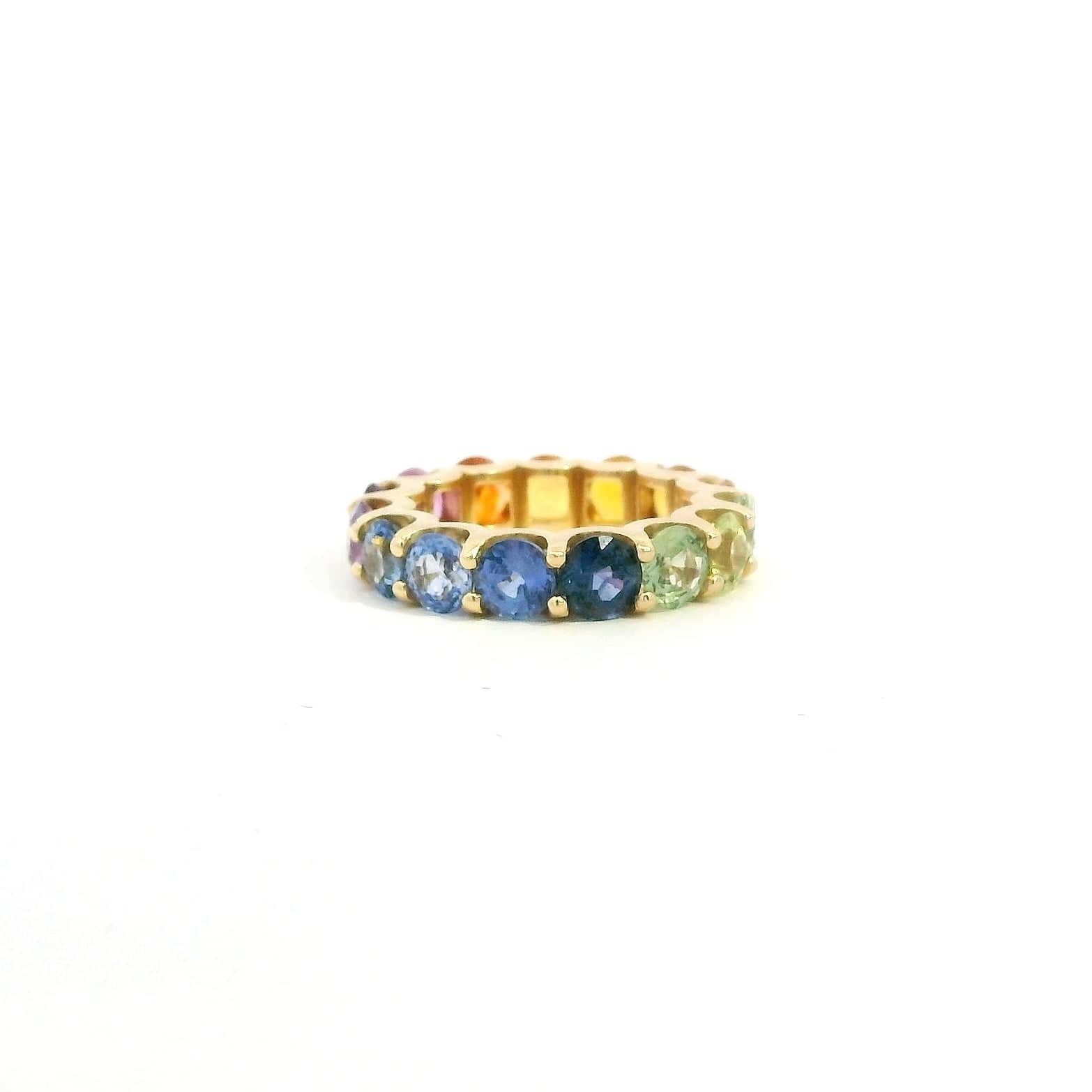 Rings 14K And 18K Gold Round Rainbow Eternity Ring