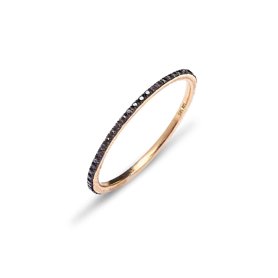 Rings 14K Gold and Black Diamond Eternity Stacking Rings