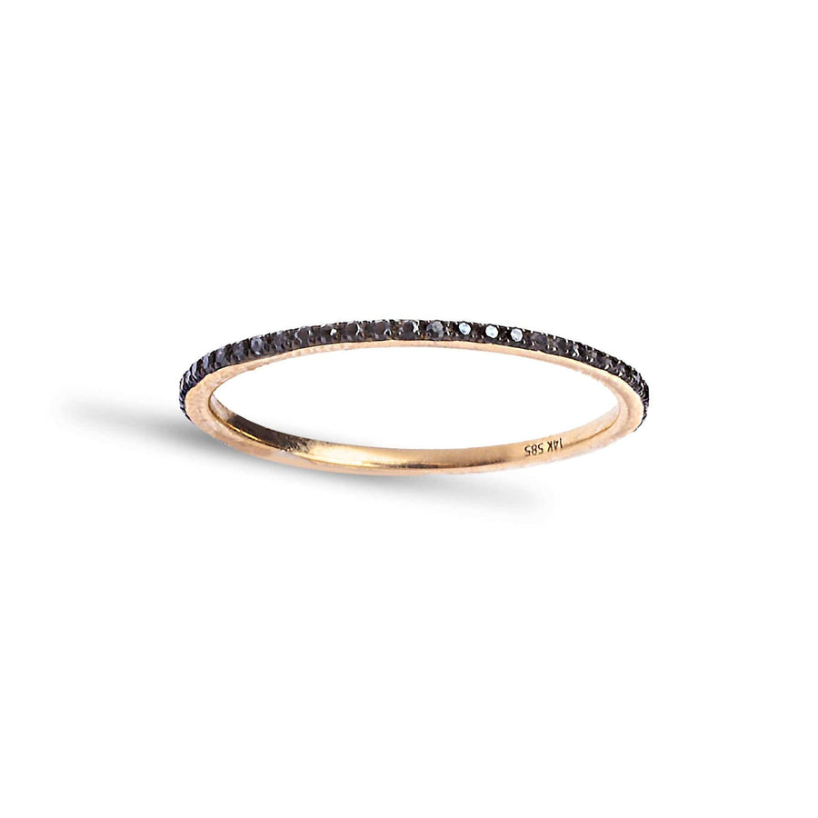 Rings 14K Gold and Black Diamond Eternity Stacking Rings
