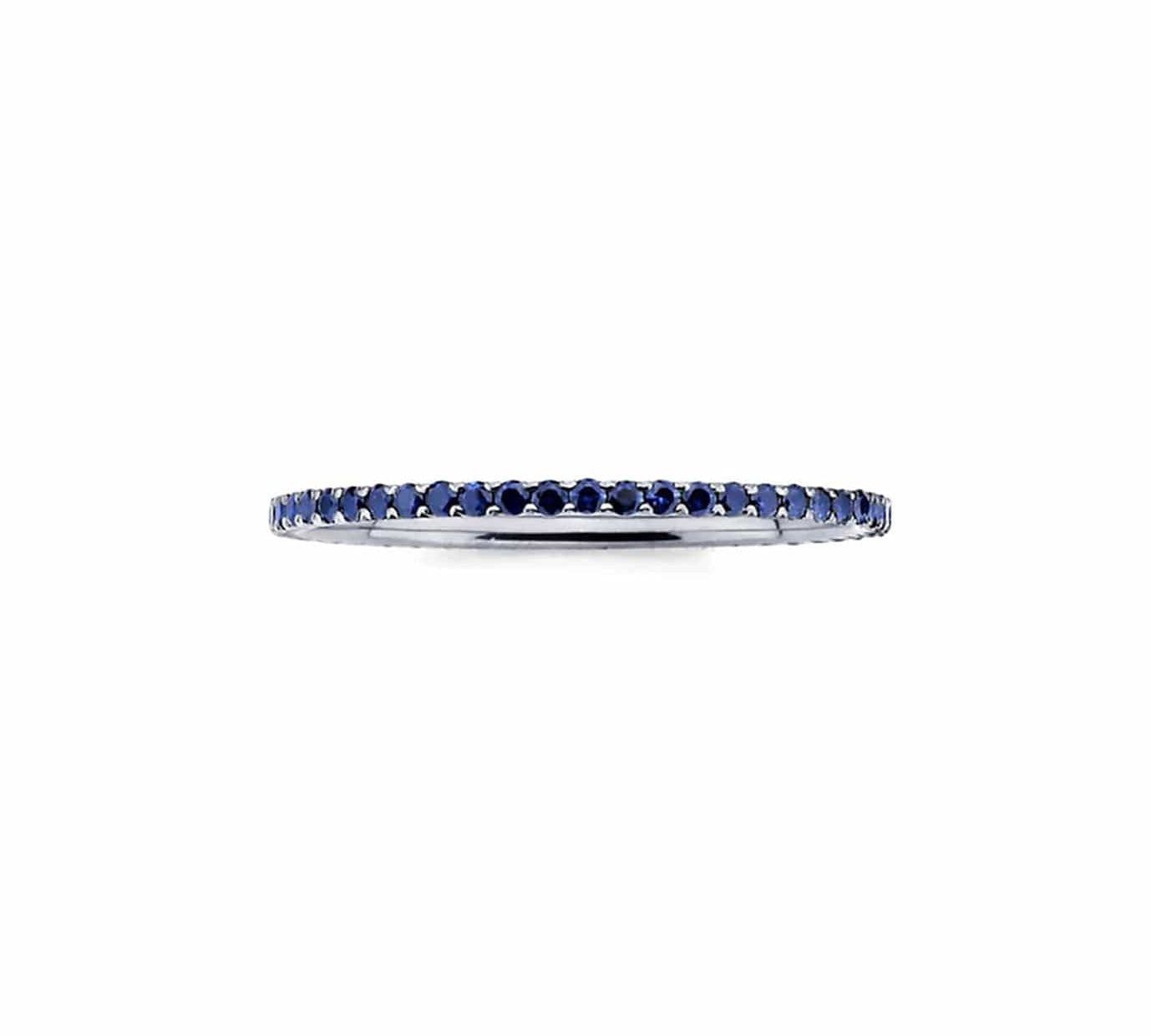 Rings 14K Gold and Blue Sapphire Eternity Stacking Rings