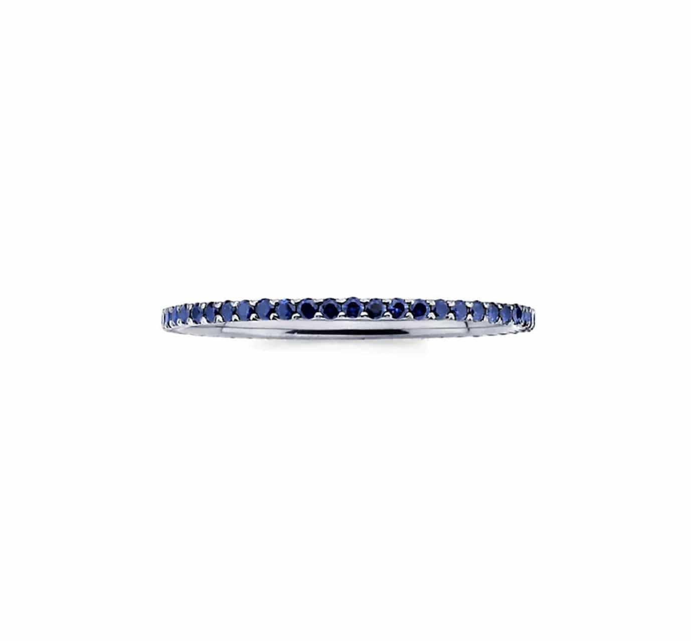 Rings 14K Gold and Blue Sapphire Eternity Stacking Rings