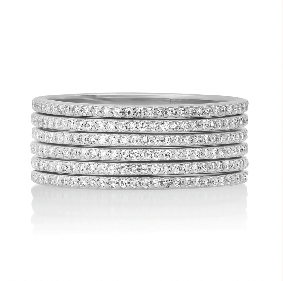 Rings 14K Gold and Diamond Eternity Stacking Rings