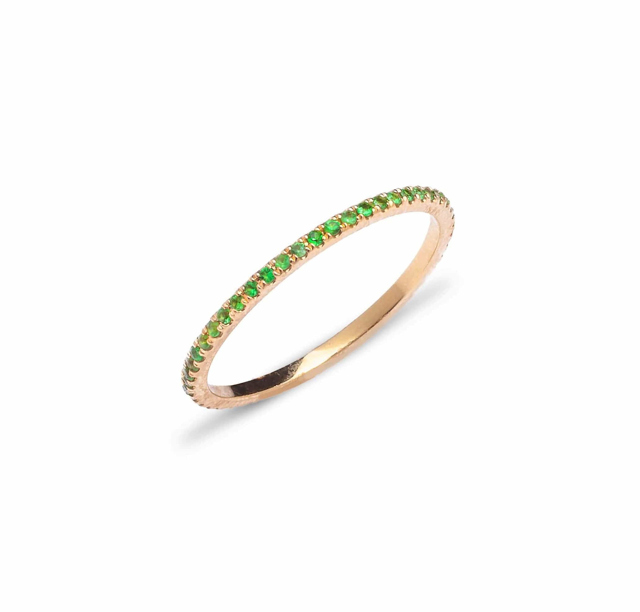 Rings 14K Gold and GreenTsavorite Eternity Stacking Rings