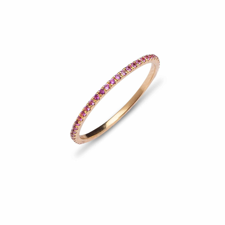 Rings 14K Gold and Pink Sapphire Eternity Stacking Rings