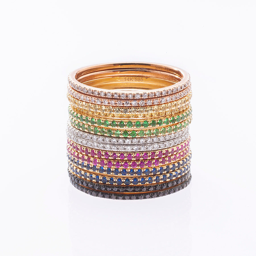 Rings 14K Gold and Pink Sapphire Eternity Stacking Rings