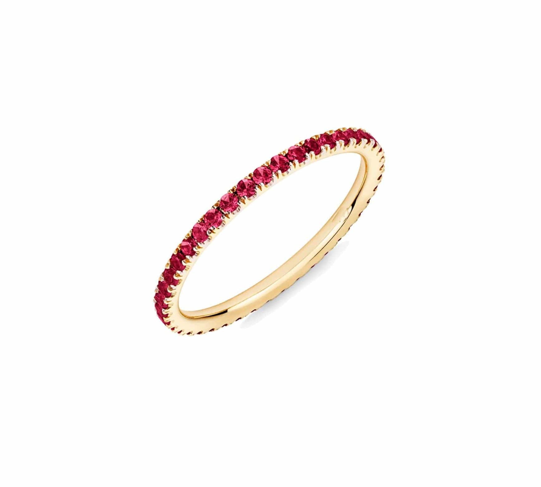 Rings 14K Gold and Red Ruby Eternity Stacking Rings