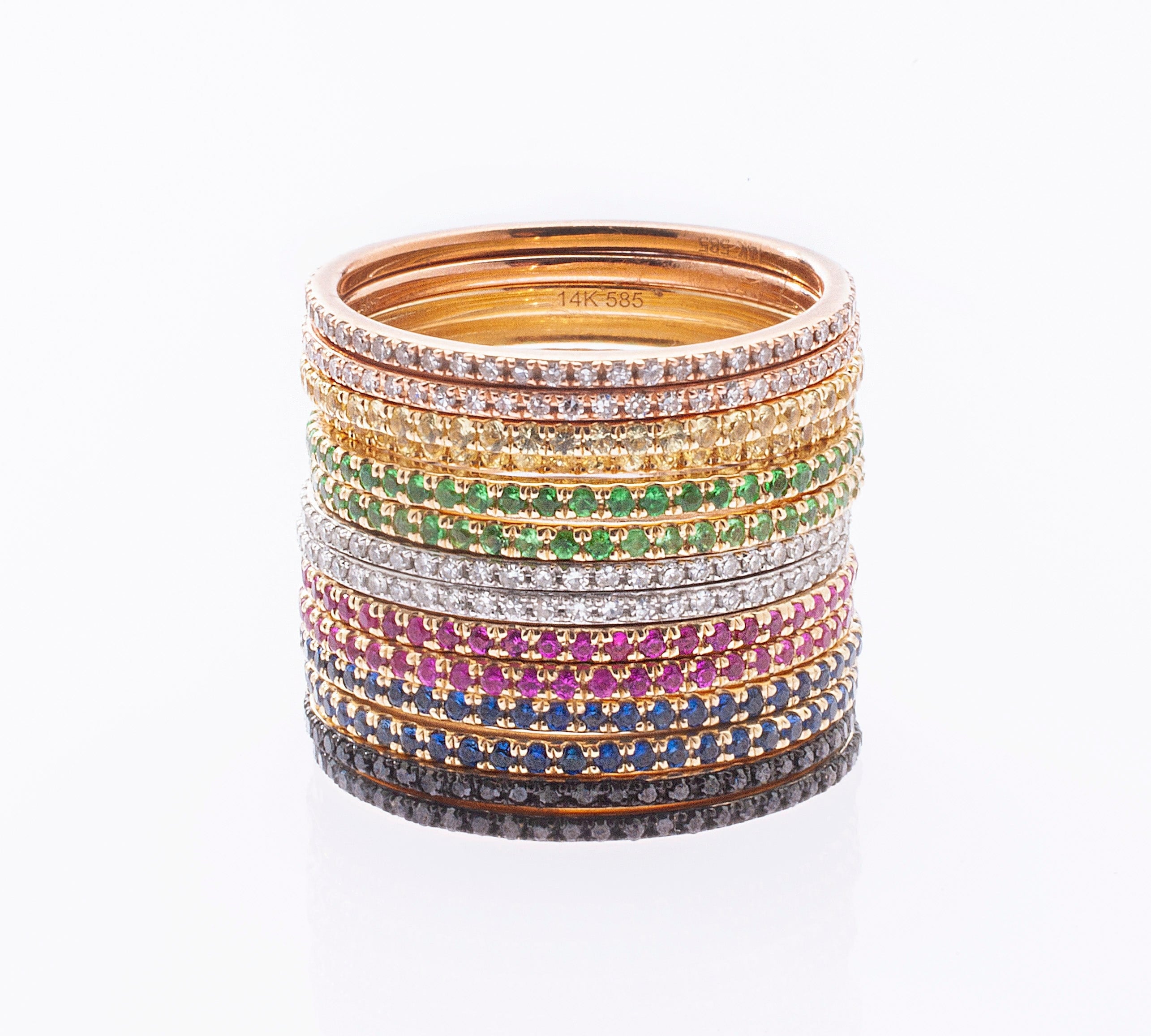 Rings 14K Gold and Red Ruby Eternity Stacking Rings