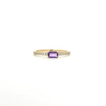 Rings 14K Gold Babycake East West Colored Gemstone Baguette And Diamond Ring