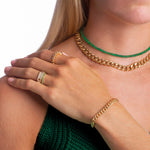 Rings 14K Gold Diamond Bar Cuban Chain Link Micro-Pave Ring