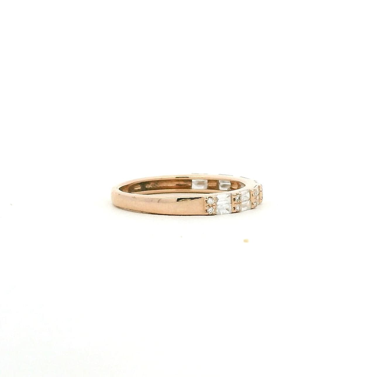 Rings 14K Gold East West Round and Baguette Diamond Ring