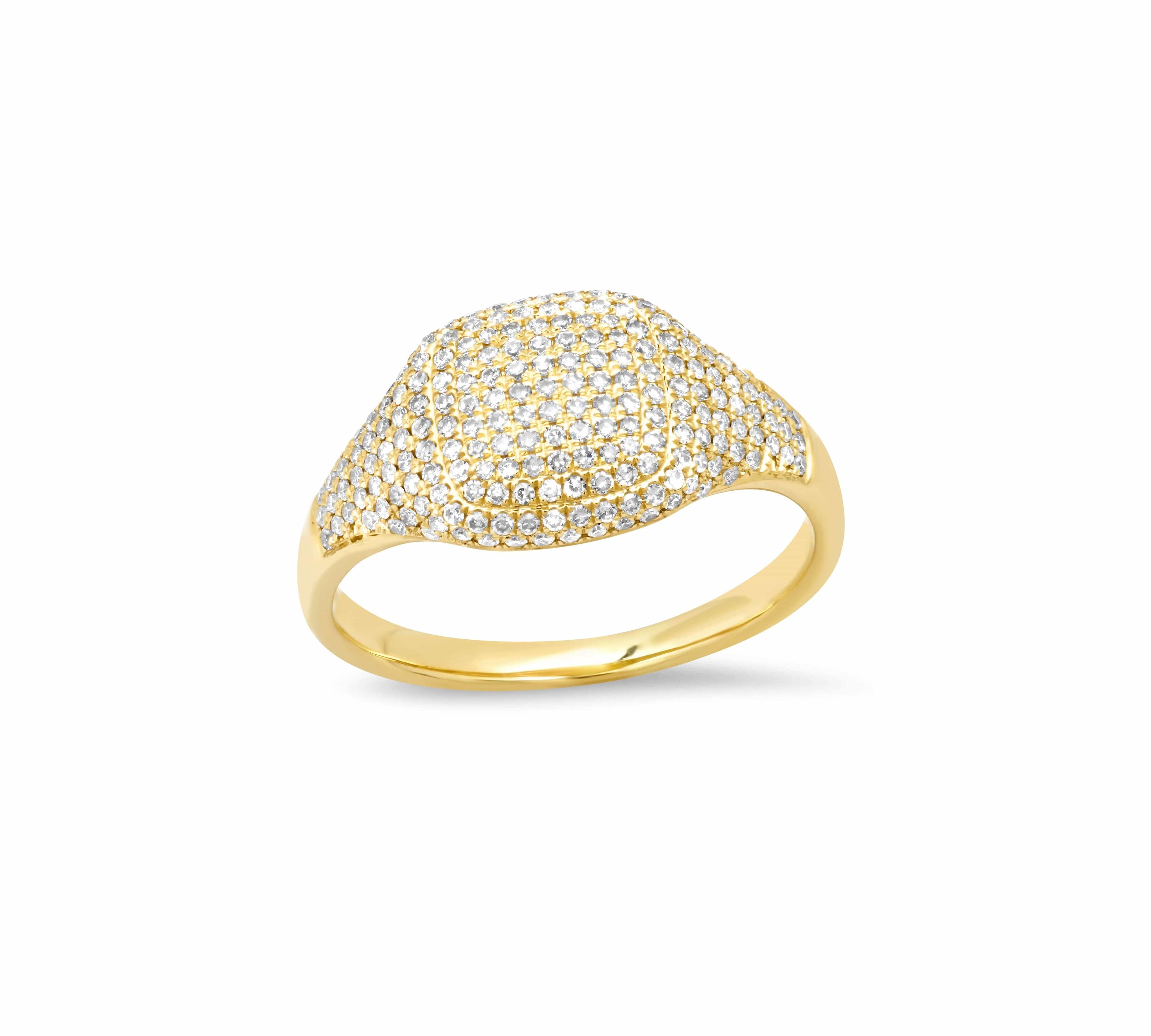 Rings 14K Gold Micro-Pave Diamond Dome Ring