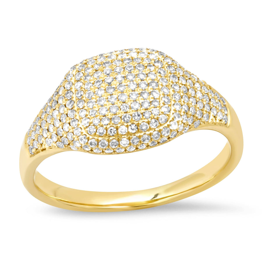 Rings 14K Gold Micro-Pave Diamond Dome Ring