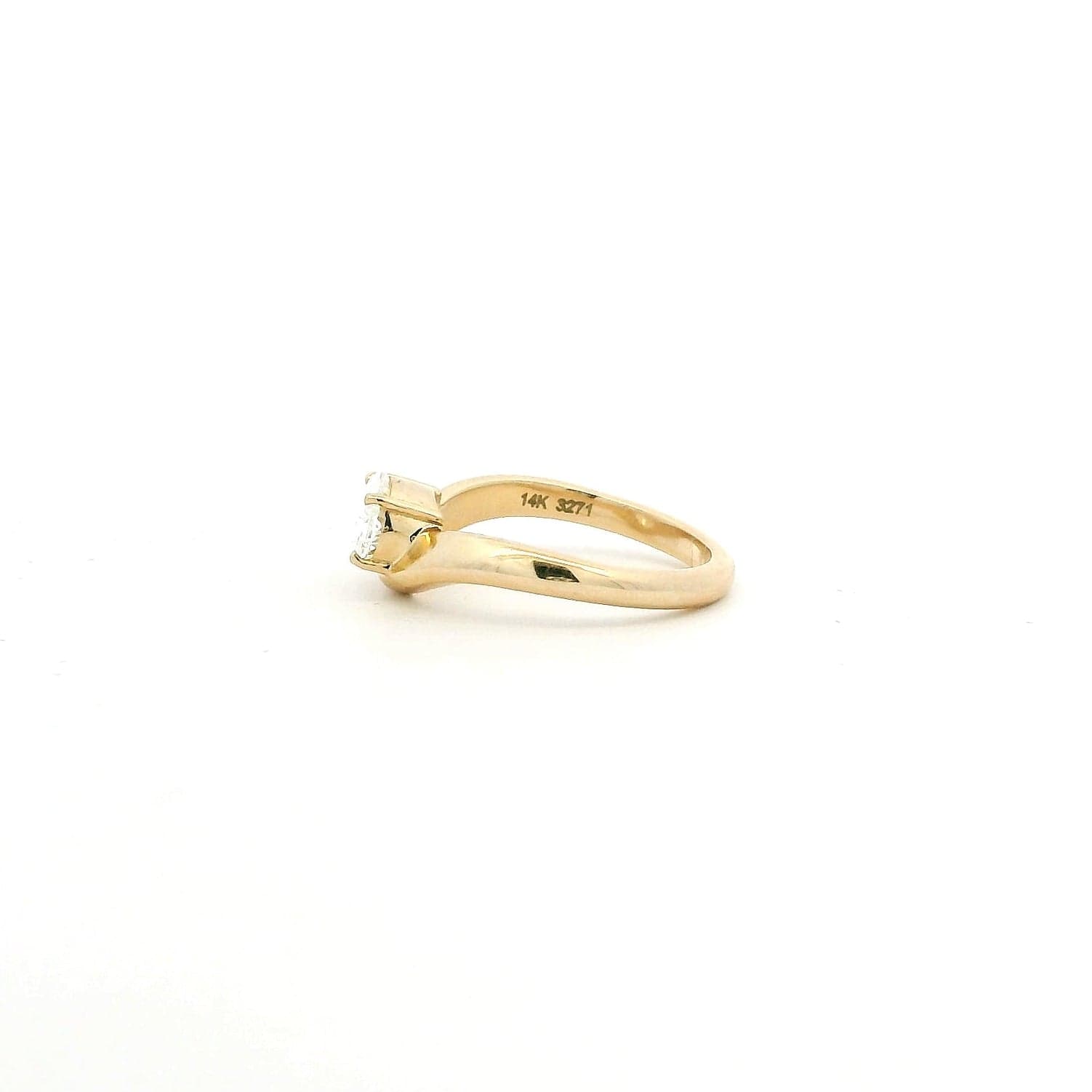Rings 14K Gold Oval Diamond Wave Ring